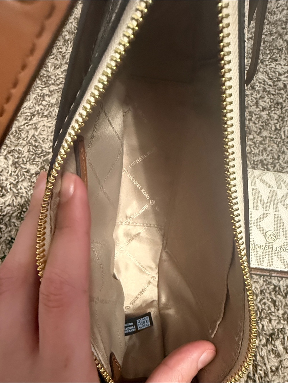 Michael Kors Beige/White MK Crossbody Bag with Wallet - Picture 6 of 11